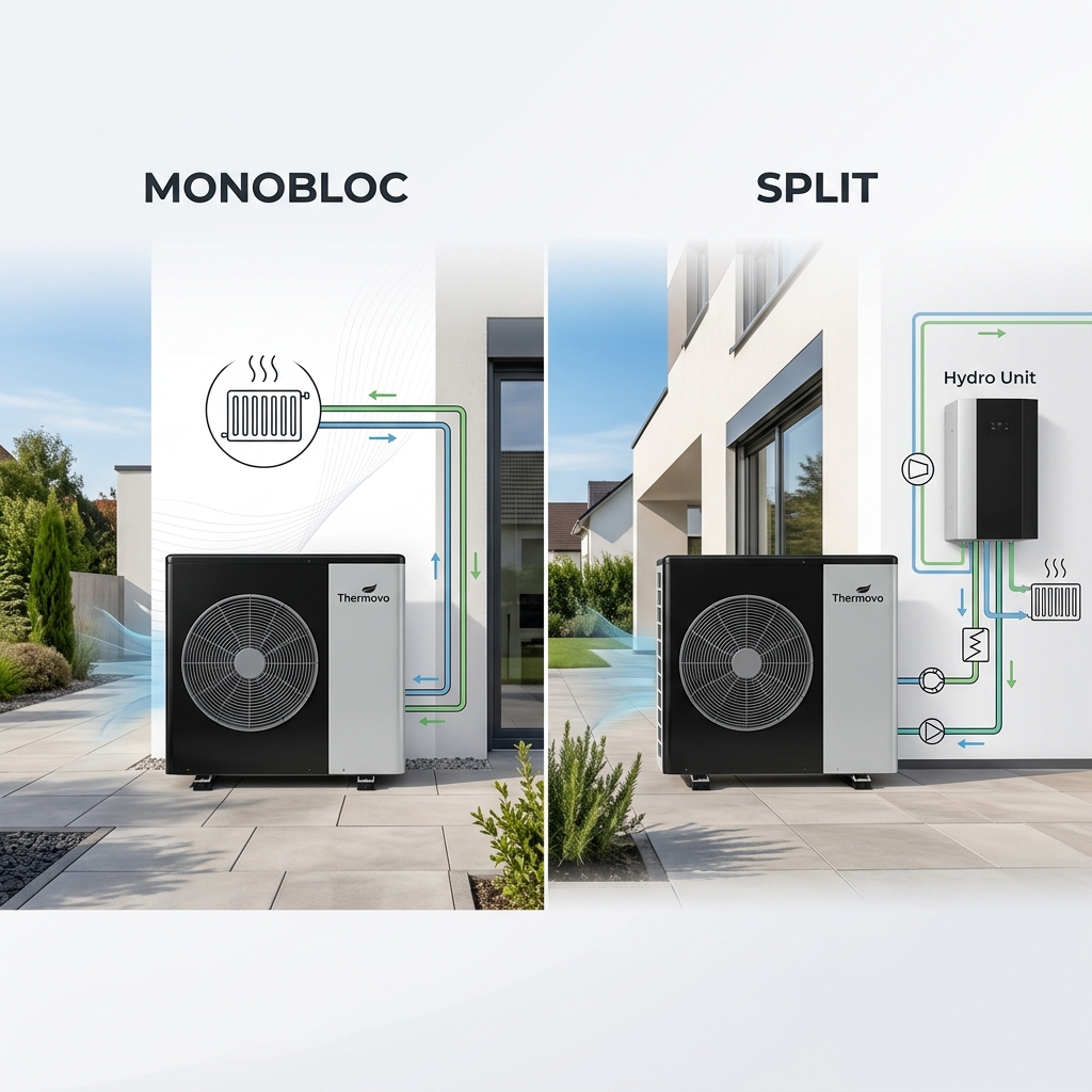 Cover image for article: Monobloc vs Split Heat Pumps: Complete Architectural & Selection Guide (2026)
